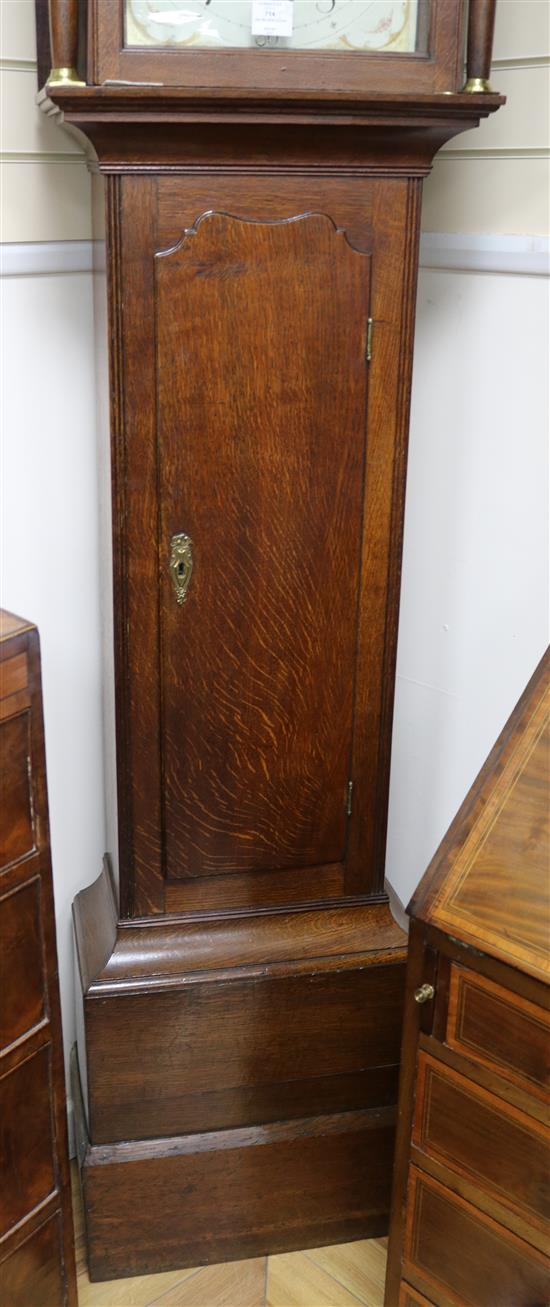 An early 19th century oak longcase clock, by Jno. Wilson of Peterboro, H.214cm